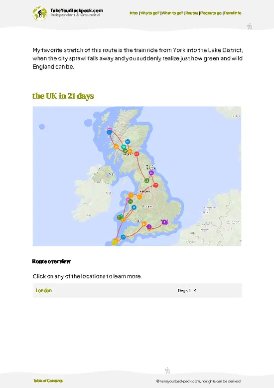 example page 4 from our offline Travel Guide for United Kingdom